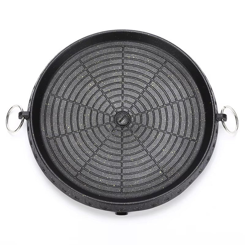 DEOUNY Korean BBQ Grill Pan with Maifan Stone Coated Surface Non-Stick Camping Frying Pan Portable BBQ Grill Plate for Outdoor