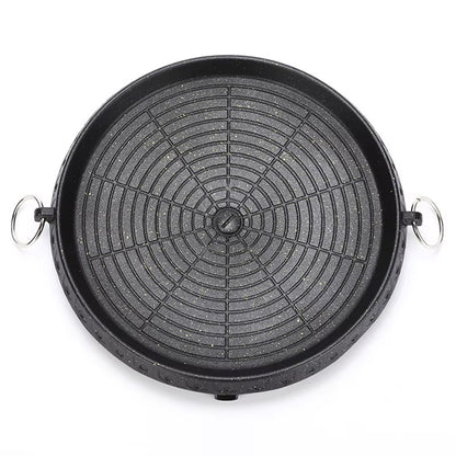 DEOUNY Korean BBQ Grill Pan with Maifan Stone Coated Surface Non-Stick Camping Frying Pan Portable BBQ Grill Plate for Outdoor