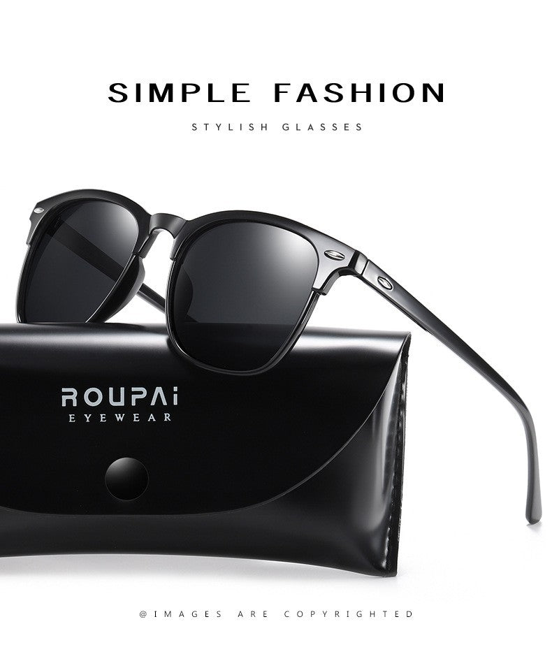 New Polarized Sunglasses Women Black Plastic Full Frame Square Sun Glasses Men Out Door Sun Eyewear Fashionable Eyeglass Uv400