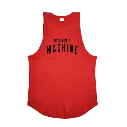 TRAIN LIKE A MACHINE Cotton Bodybuilding Tank Top Mens Workout Singlets Fitness Stringer Clothing  Sleeveless Men's casual vest