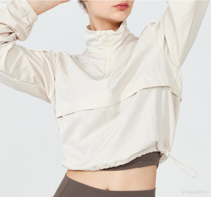 VITALINOVO Women's Athletic Jacket Lightweight Quarter Zip Pullover For Golf Hiking Running Windbreaker UPF50+ Waterproof Jacket