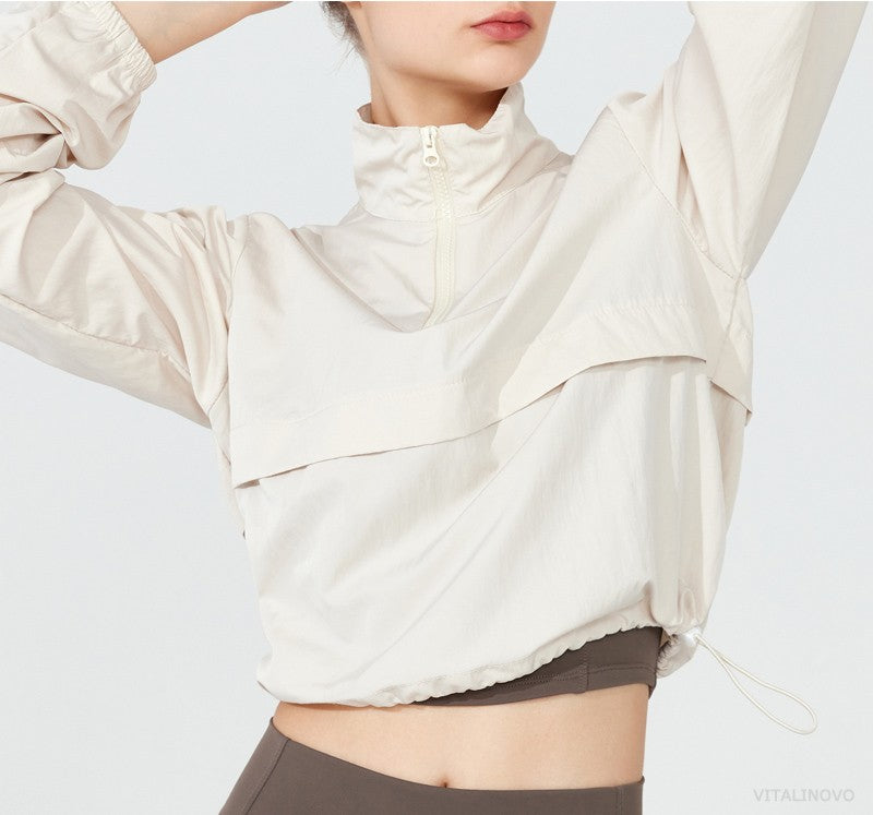 VITALINOVO Women's Athletic Jacket Lightweight Quarter Zip Pullover For Golf Hiking Running Windbreaker UPF50+ Waterproof Jacket