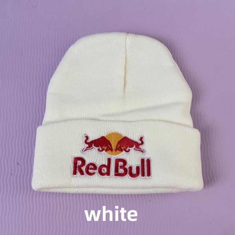 Embroidered Red Bull Knitted hat Beanie Winter Hat Unisex Warm Cap for Men And Women Red Bull Unclimbed Urine Hat