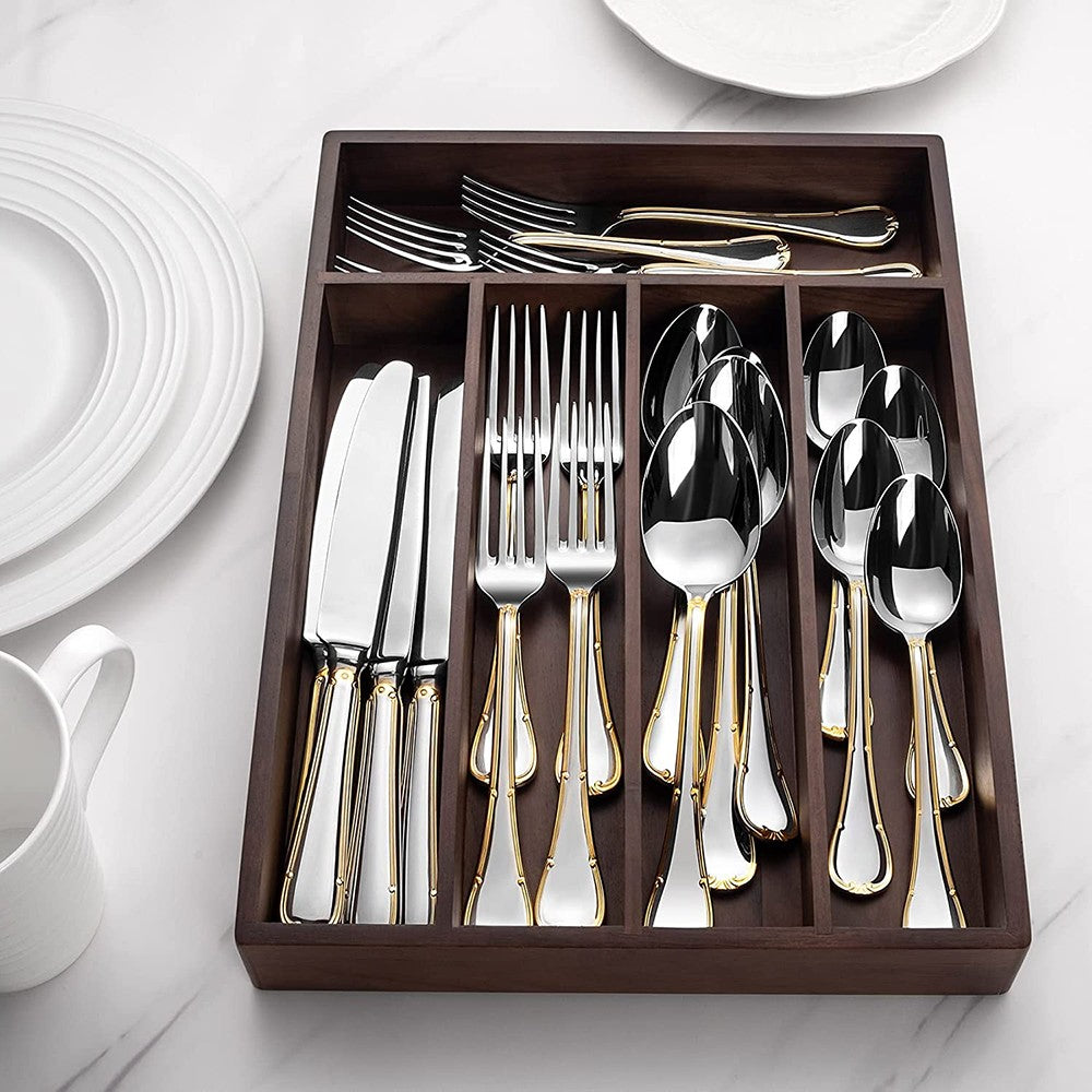 Conjunto de Talheres de 24 Peças para 6 Pessoas Aço Inoxidável 18/10 Prateado Polido para Inauguração de Casa Restaurante Festa de Casamento