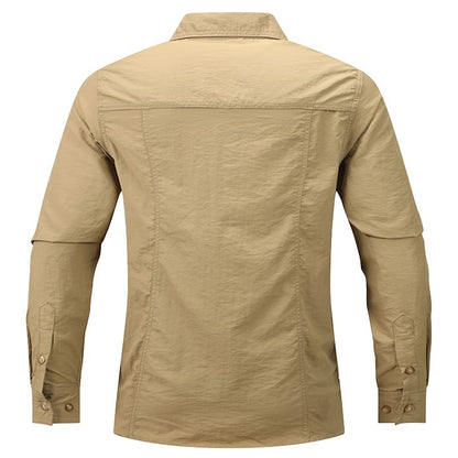 2024 New Summer Cargo Shirt for Men Long Sleeve 2-Pocket Shirts Outdoor Casual Colthing Solid Color Quick-dry Tops Overshirt