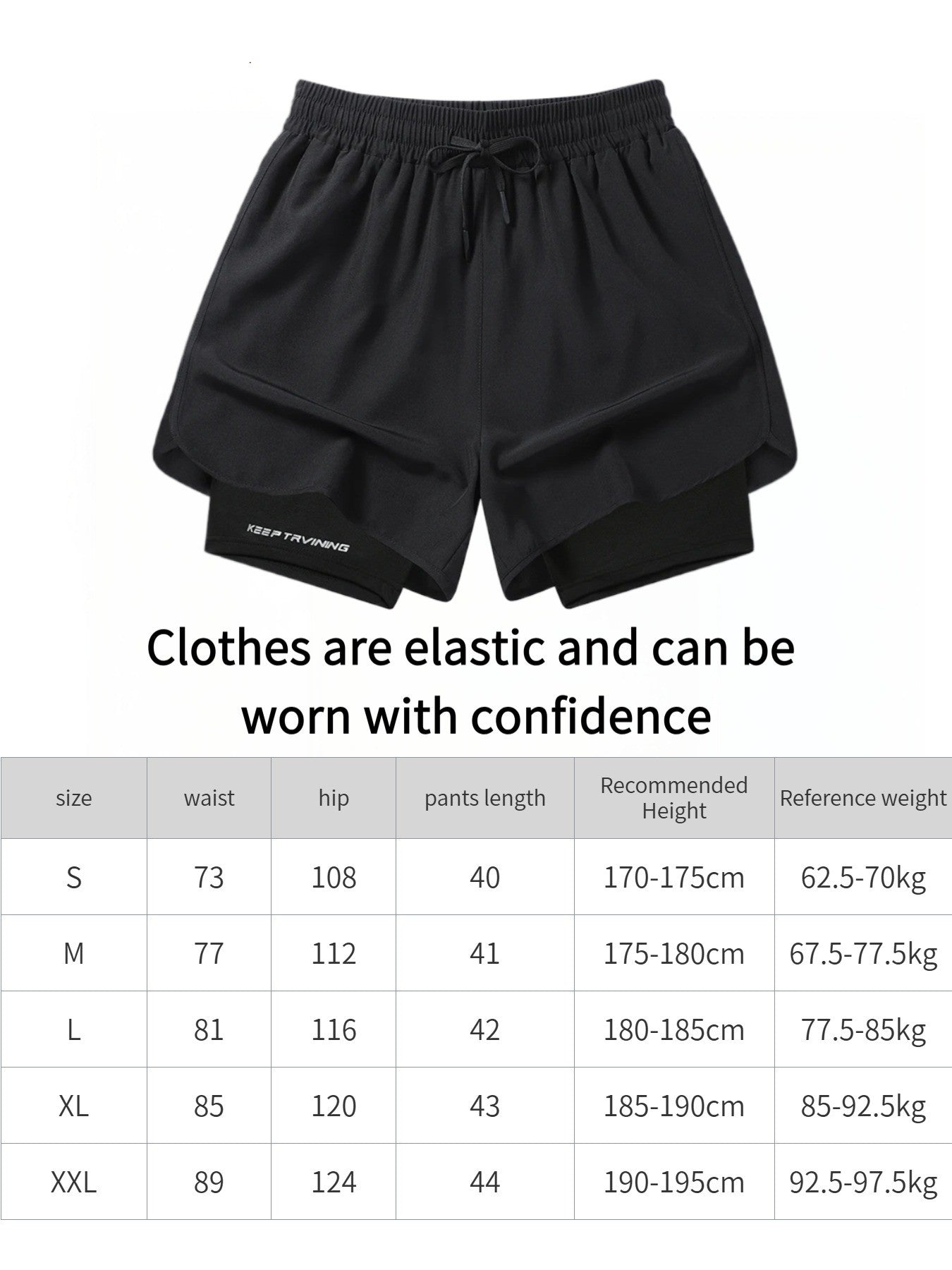 Men's two-piece sports shorts quick drying running fitness gym sports basketball shorts with lining