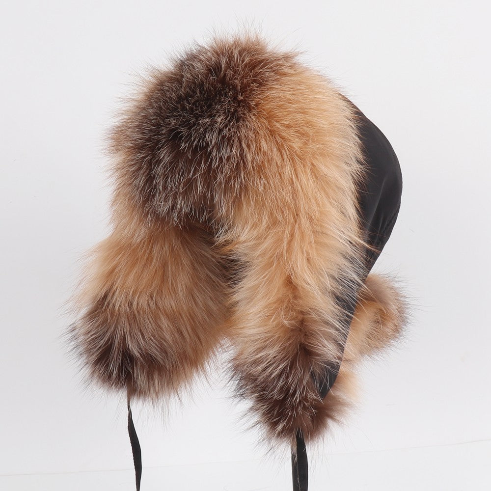 2025 Novo Chapéu Feminino Ushanka Russo de Pele de Raposa Natural Inverno Grosso Quente Orelhas Moda Chapéu Bomber Senhora Gorro Genuíno de Pele de Raposa Real
