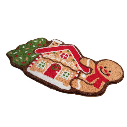2025 Christmas Home Living Room Bathroom Imitation Cashmere Rug Christmas Festive Rug Absorbent Thick Christmas Bathroom Mat