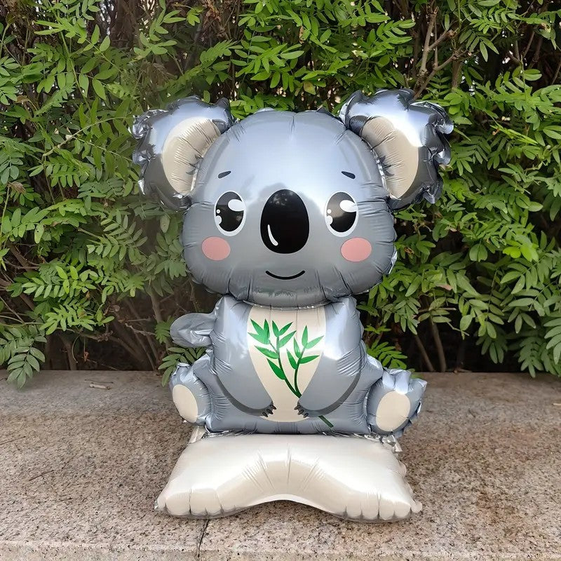 3/2PCS Jungle Animal Foil Balloons with Stand - Koala Elephant Fox for Birthday Wedding Carnival Theme Decorations