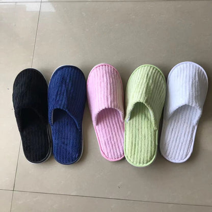 5 Pairs/Lot Mix Colors Men Women Disposable Hotel Slippers Cotton Slides Home Travel SPA Slipper Hospitality Cheap Footwear