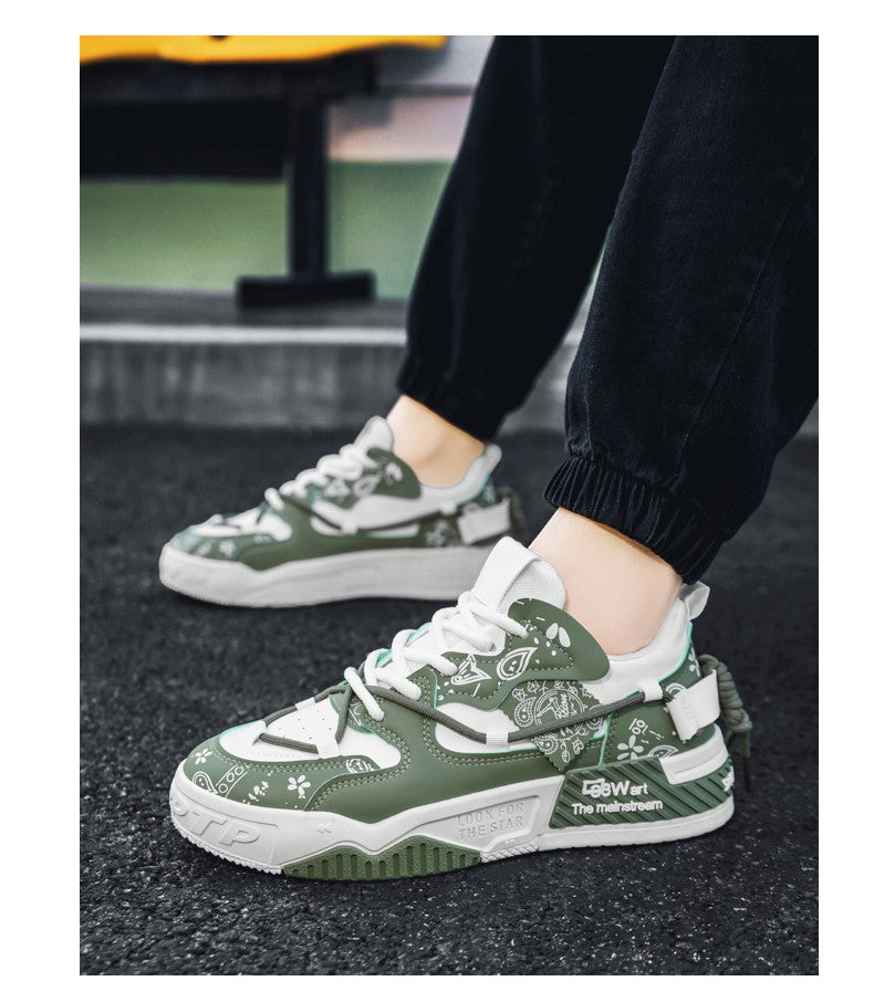 Men's thick soled casual shoes four season soft soled outdoor walking shoes student flat shoes youth fashion sports board shoes