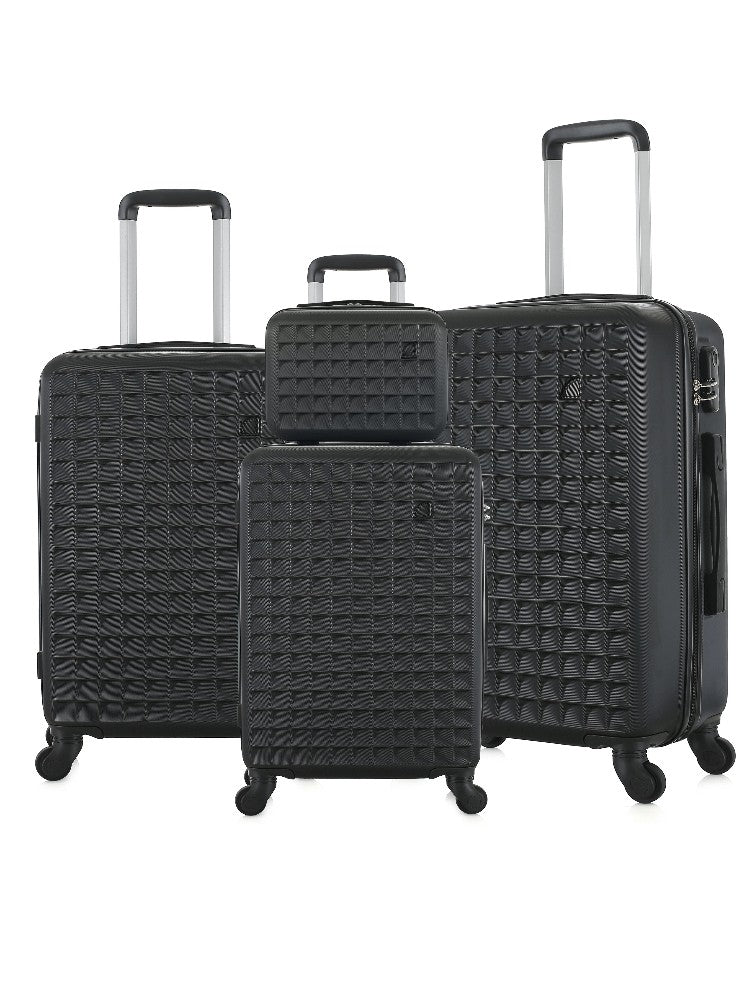 4-Piece ABS Hardside Spinner Luggage Sets (18/23/27 Inch + 13 Inch Cosmetic Case) – Lightweight Suitcase Sets with 3-Digit Combi