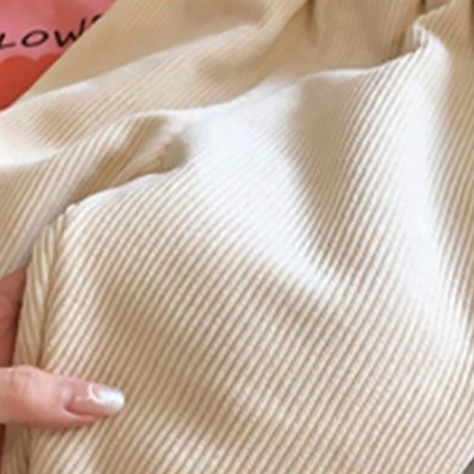 Baby Kids Corduroy Pants Children Fleece-Lined Thermal Winter Warm Straight Leg Casual Trousers for Boys Girls Clothing