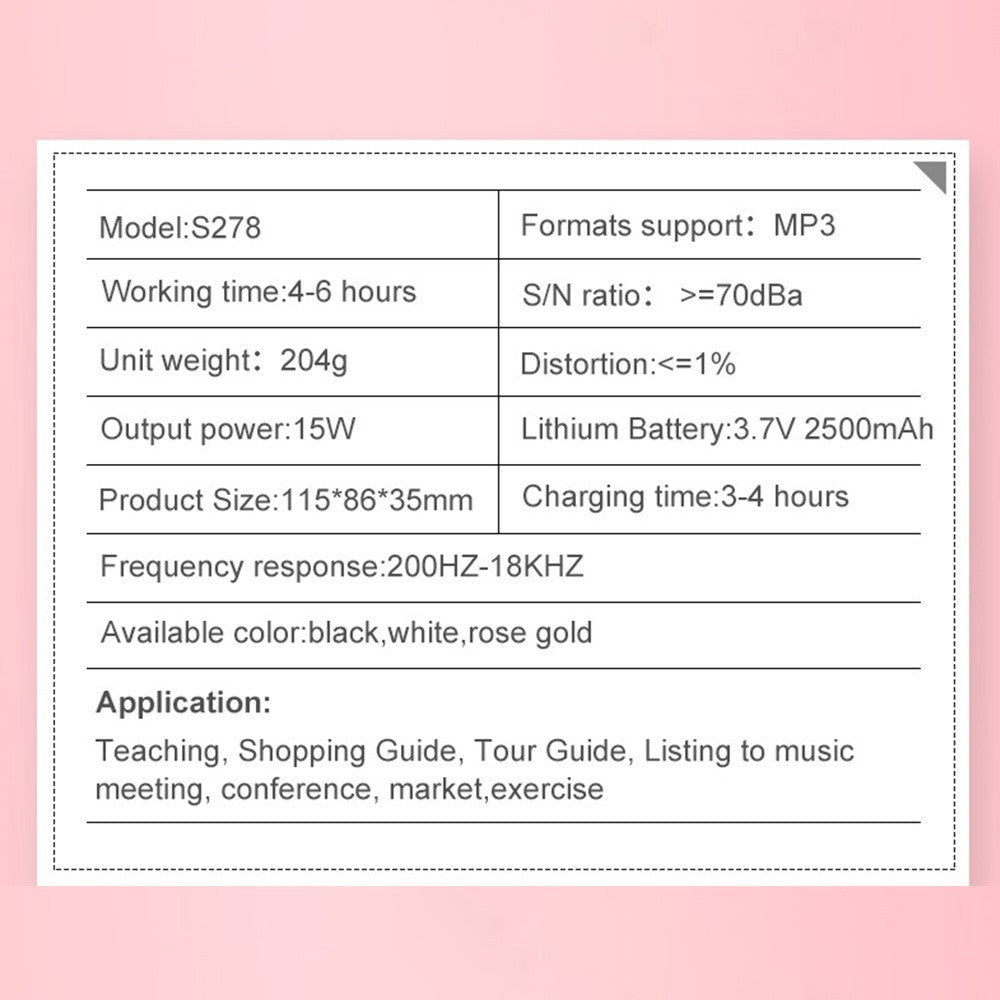 SHIDU 15W Rechargeable Portable Bluetooth Voice Amplifier for Teacher Wired Microphone FM Radio AUX Audio Recording Speaker S278