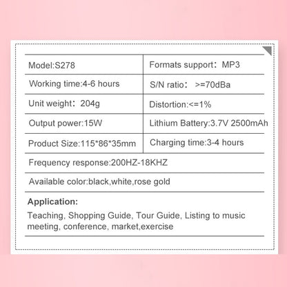 SHIDU 15W Rechargeable Portable Bluetooth Voice Amplifier for Teacher Wired Microphone FM Radio AUX Audio Recording Speaker S278