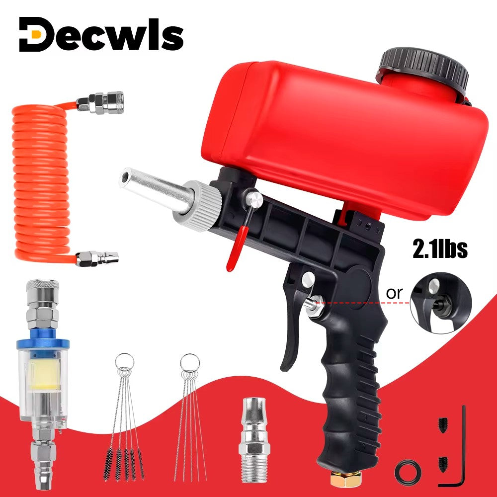 Pistola de Jato de Areia Ajustável 90psi Máquina de Jato de Areia Portátil para Casa Jato de Areia Gravitacional Pneumática Conjunto de Pistola Pequena Portátil Ferramenta a Ar