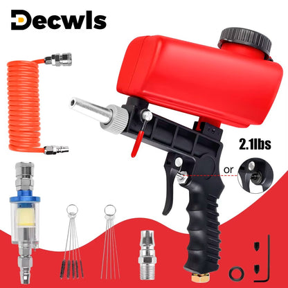 Pistola de Jato de Areia Ajustável 90psi Máquina de Jato de Areia Portátil para Casa Jato de Areia Gravitacional Pneumática Conjunto de Pistola Pequena Portátil Ferramenta a Ar