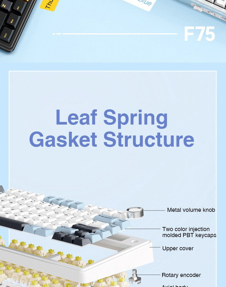 Teclado Mecânico AULA F75 Com Fio/Sem Fio 2.4G/Bluetooth RGB PBT Layout 75% Perfil OEM Gasket Personalizado Teclado Gamer de PC
