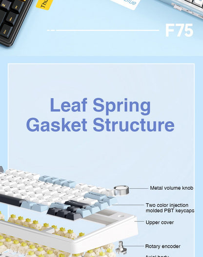 Teclado Mecânico AULA F75 Com Fio/Sem Fio 2.4G/Bluetooth RGB PBT Layout 75% Perfil OEM Gasket Personalizado Teclado Gamer de PC