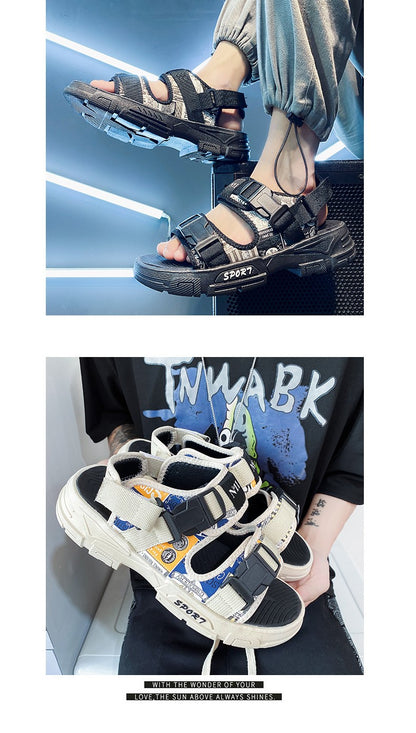 Summer Men's Sport Sandals Big Size 45 Slip on Casual Shoes for Men Outdoor Fashion Holiday Thick Sole Beach Sandals