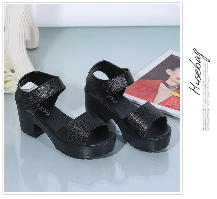 Summer New White High-heeled Women's Sandals Women's Chunky Heel Wedge Platform Sandals Fish Mouth Shoes Roman Sandals for Women