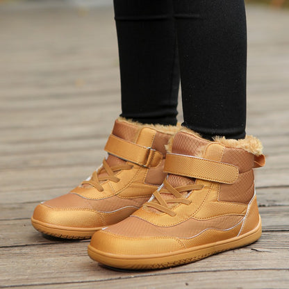 New Children's wide toe barefoot snow boots Little/Big/Kid Wide Toe Minimalist Sneakers Girls waterproof high-top cotton shoes