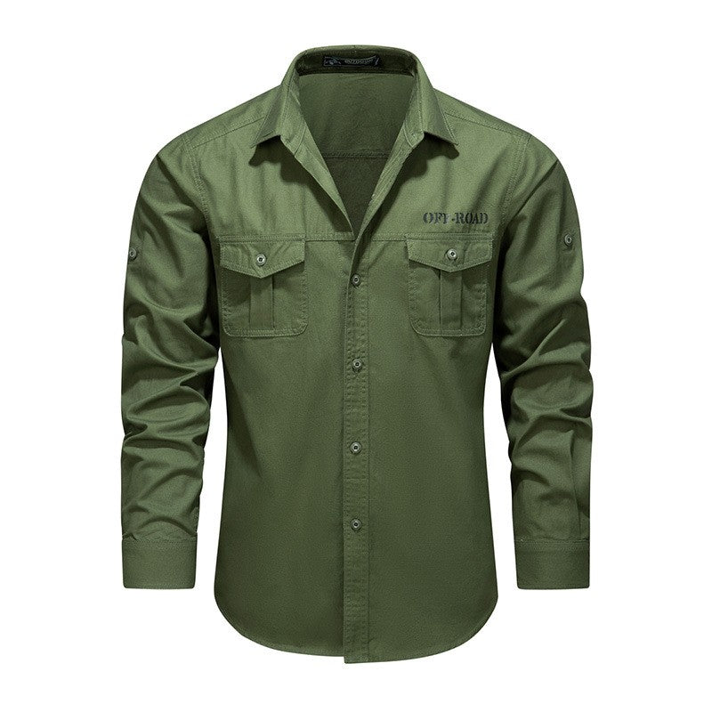 Men Outdoor Multi Pockets Long Sleeved Cargo Shirts High Quality Man Cotton Loose Shirts New Spring  Male Casual Shirts Size 5XL