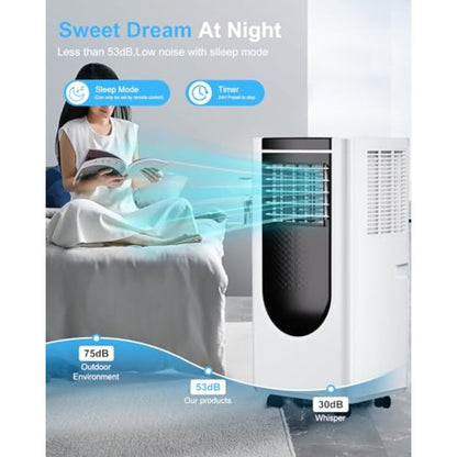 Ar-Condicionado Portátil de 8000 BTU com 4 Modos para Resfriamento Eficiente Economia de Energia Controle Remoto Timer de 24 Horas Ideal para Quartos