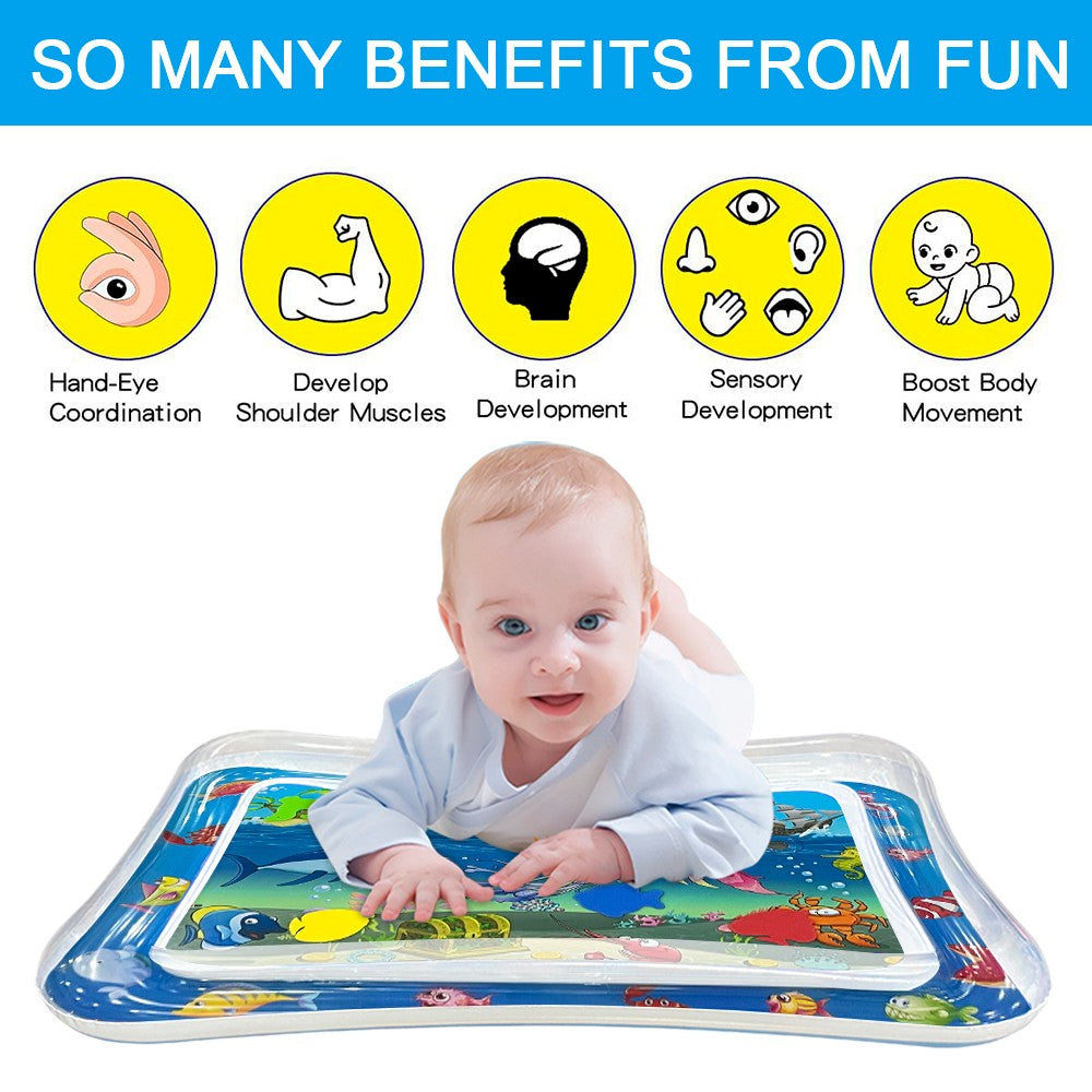 Squid Ocean Theme Inflatable Water Mat for Babies - Thick PVC Sensory Play Mat, Educational Baby Toy, Perfect Birthday Gift