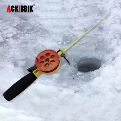 Ackibbik 1pc Vara de Pesca no Gelo com Carretilha/Molinete Haste Mini Vara de Pesca Truta Walleye Perca Acessórios de Pesca no Gelo de Inverno