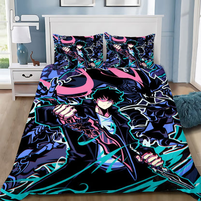 Anime Solo Leveling 3D Printed Bedding Set Comforter Duvet Cover King Queen Twin Size Birthday Gift Adult Boy Bedroom Decoration