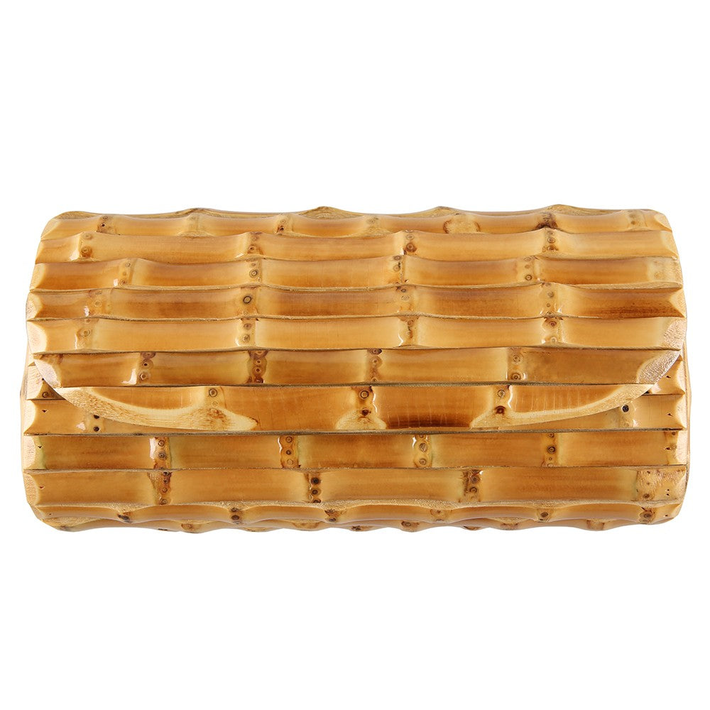 Nilerun Brand Fashion Vintage Retro Hard Wood Rattan Straw Evening Purse Wallet Unique Handmade Natural Bamboo Root Clutch Bag