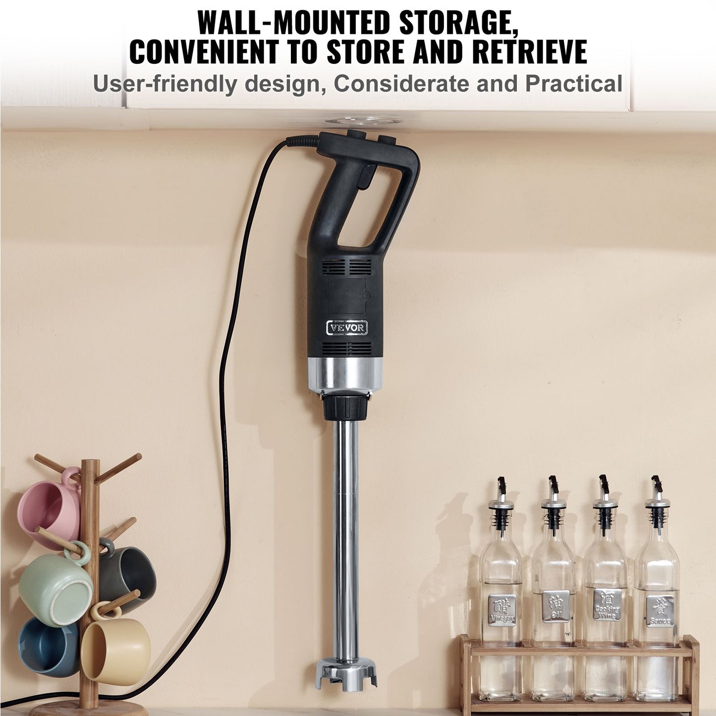 SucceBuy Commercial Immersion Blender 500 Watt Heavy Duty Hand Mixer Variable Speed Kitchen Stick Mixer with 304 Stainless Steel