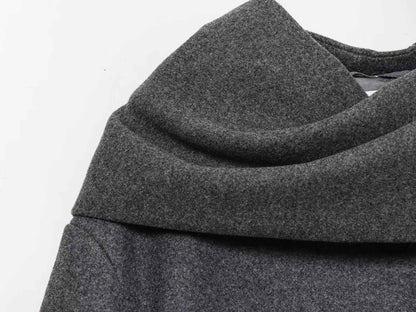 TFMLN Winter New Ladies Solid Jackets Elegant Long Sleeve Pockets Coat Fashion Scarf Collar Warm Short Jacket Streetwear