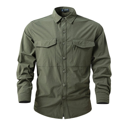 Summer Men Casual Breathable Long Sleeve Shirts Mens Military Cargo Multi-Pocket Shirt Man Outdoor Safari Work Shirt Blouses Top