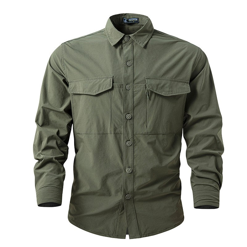 Summer Men Casual Breathable Long Sleeve Shirts Mens Military Cargo Multi-Pocket Shirt Man Outdoor Safari Work Shirt Blouses Top