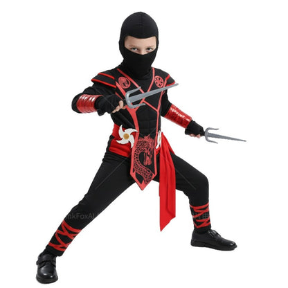 Children's Silver Dragon Ninja Costume Cartoon Masked Warrior Performance Outfit Halloween Anime Roleplay Holiday Party Costume