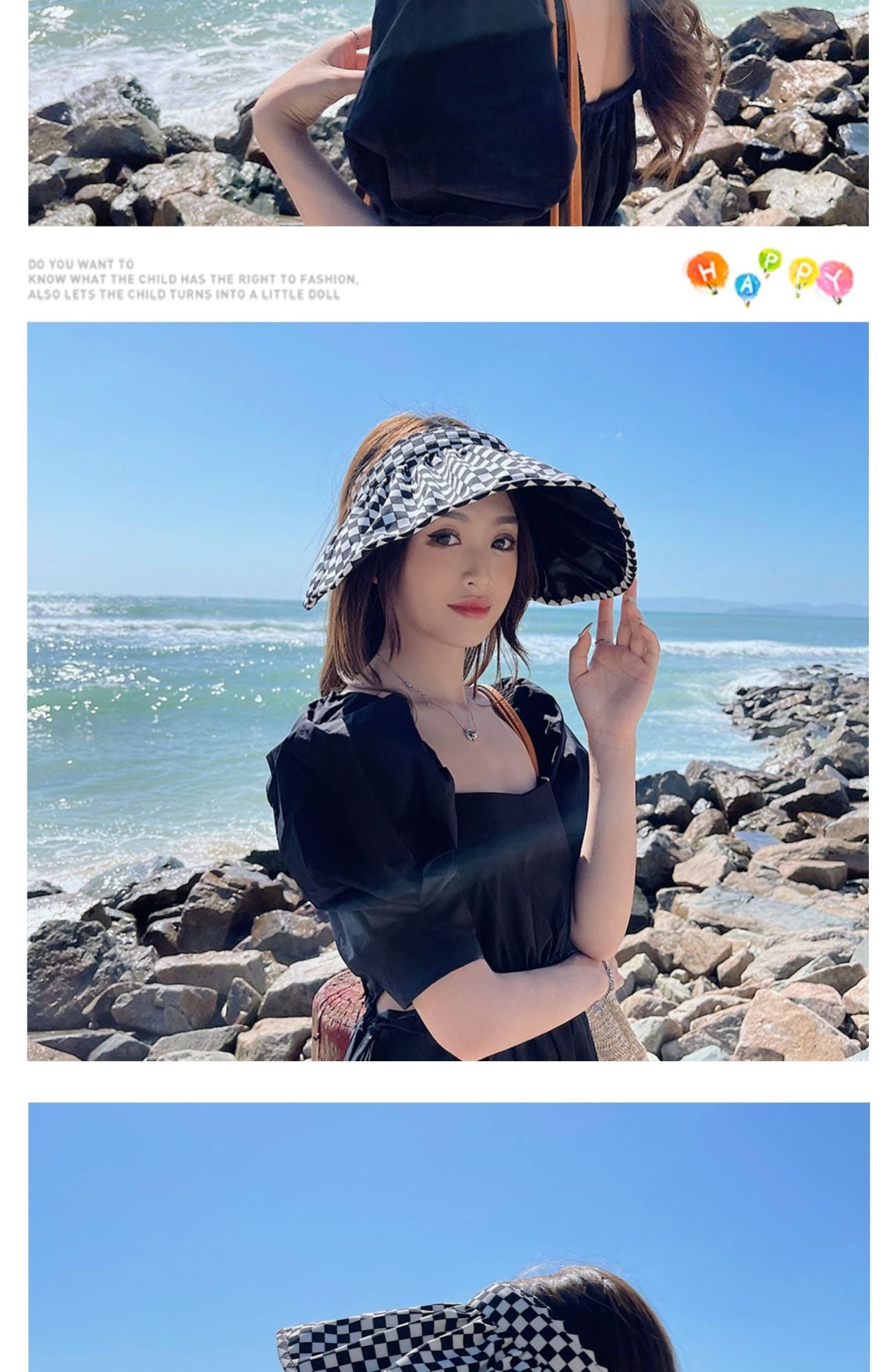 Chapéu gradiente xadrez Chapéu de verão feminino Chapéu vazio Viseira de sol Chapéu de sol de verão com aba larga Chapéu de proteção UV para mulheres Chapéu de praia