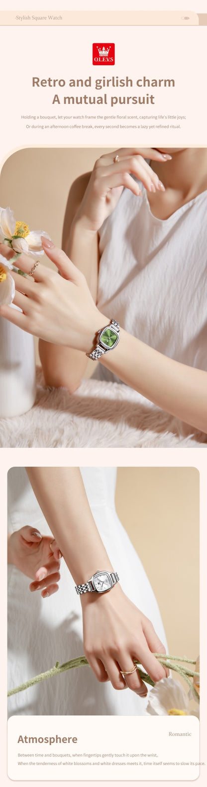 OLEVS 5675 Women Watches Elegant Ladies Square Quartz Watch Waterproof Luminous Wristwatch For Girlfriend Lovers Gift Reloj