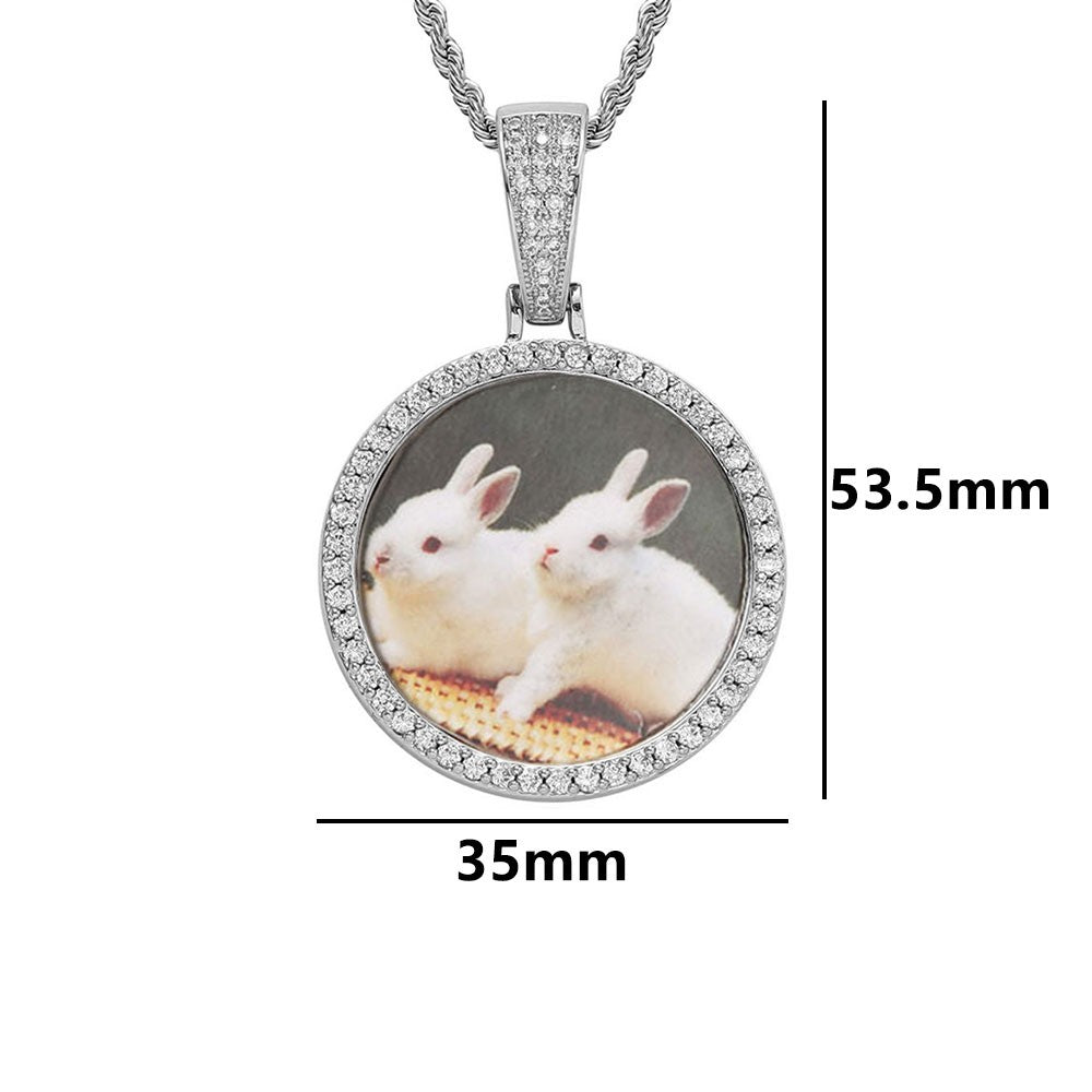 Wholesale Custom Photo Pendant Memory Medallions Rotary Double-Sided Picture Necklace Hip Hop Iced Jewelry Personalized Gift