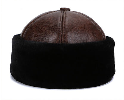 Brand New Style 2025 Retro Cowhide Bomber Hat Winter Keep Warm Caps Men Women Real Leather Cap Thick Velvet Dad Hat Leather Hat