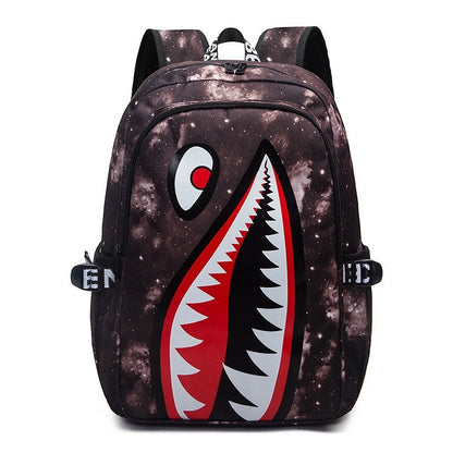 Mochila Escolar para Meninos com Estampa de Tubarão para Crianças, Mochilas de Viagem