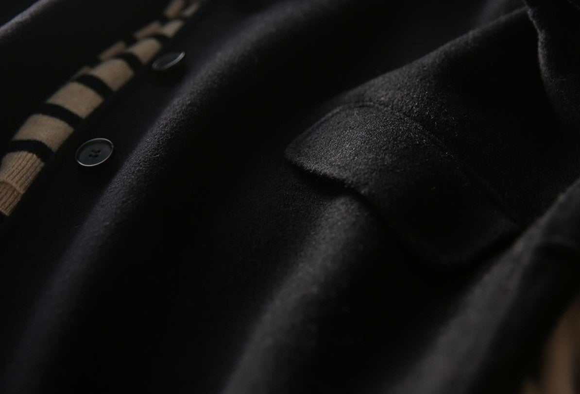 Women's Black Wool Coat 2025 Autumn New Fashion Long Slim Fit Casual Versatile Overcoat