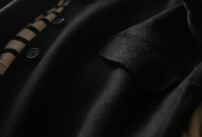 Women's Black Wool Coat 2025 Autumn New Fashion Long Slim Fit Casual Versatile Overcoat