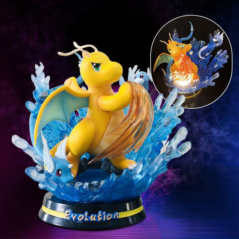 Pokemon Evolução Eevee Anime Figuras Charizard Raichu Mewtwo Dragonite Venusaur Gengar Iluminoso Estatueta PVC Estátua Modelo Brinquedo
