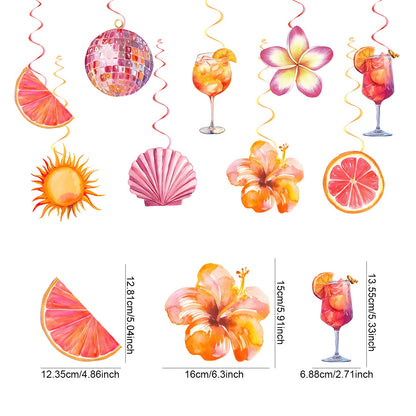 Orange Hawaiian Luau Flowers Lemon Citrus Garland Banner Tropical Aperol Spritz Cocktail Beach Bar Honeycomb ornament Decor