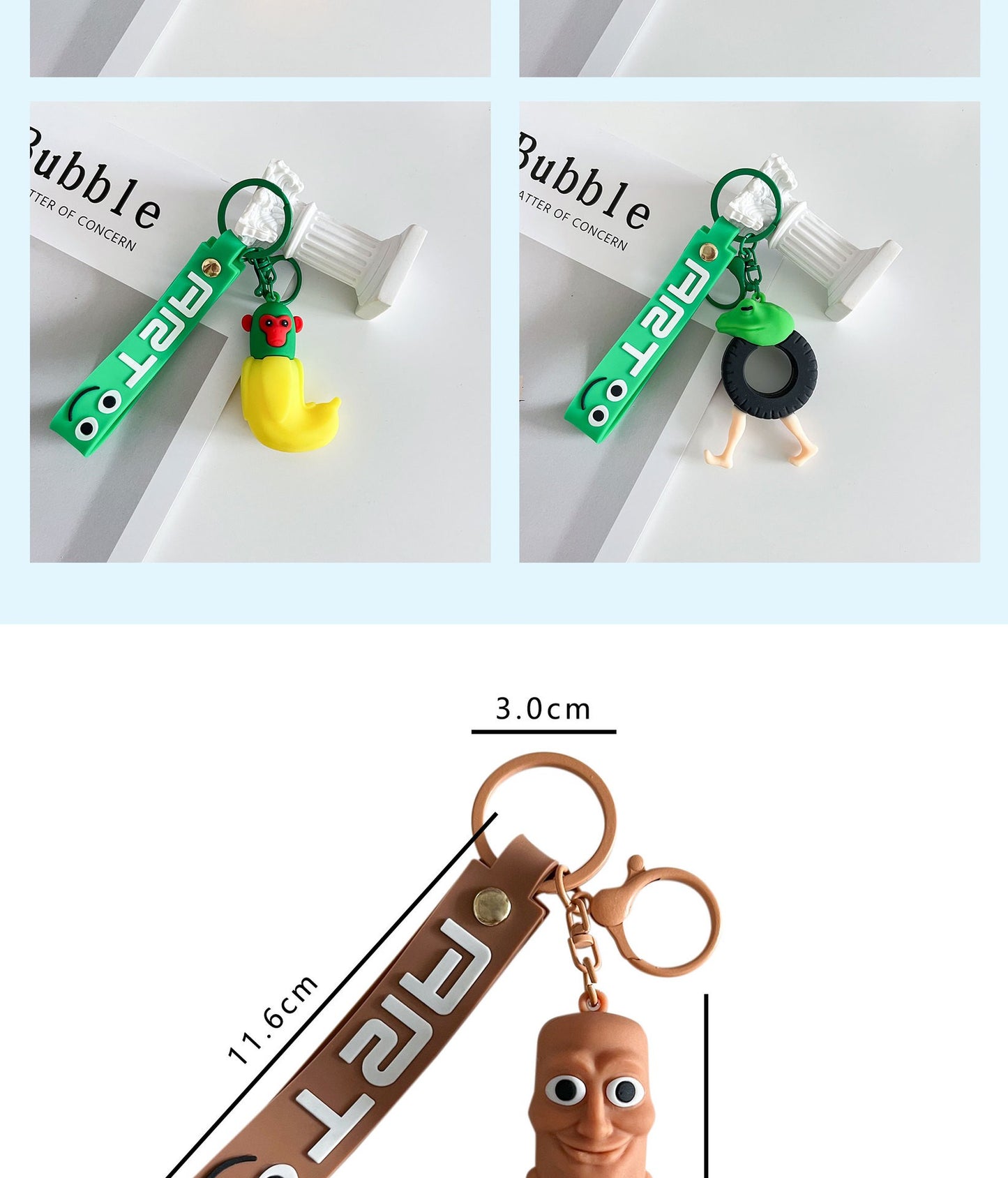 Italian Brainrot Keychain Accessories, Tungtungsahur Whimsical Abstract Mirage Creature Designs Bag Charm