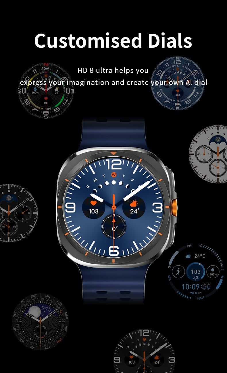 2025 New Watch8 Ultra Smart Watch Classic NFC Health Monitoring  Bluetooth Call 3ATM Waterproof HD Smartwatch For IOS Android