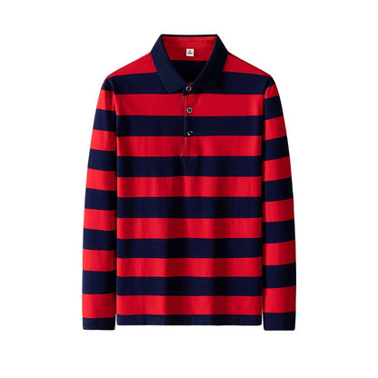 Men Polo Shirt Cotton Embroidery Long Sleeve Spring Stripe Polo Shirt Men Autumn Casual Fashion Polo Shirt Business T-shirts Men
