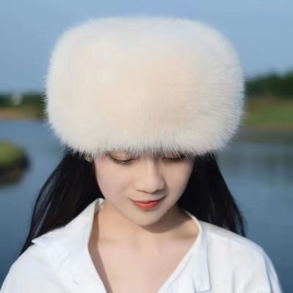 Chapéu de Inverno Feminino de Pele Fofa, Gorro de Esqui para Neve, Chapéu Feminino de Pele Sintética Grossa Quente à Prova de Vento, Chapéu Russo de Visom para Pescador